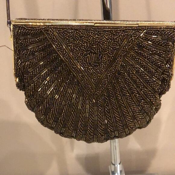 Vintage Walborg copper chocolate beaded evening bag purse EUC - Picture 10 of 15